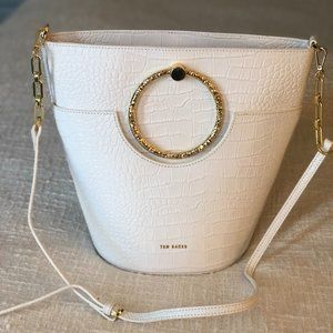 Ted Baker London white croc bucket bag